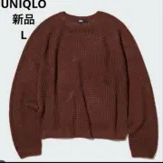 Uniqlo 3D Mesh Crew Neck Sweater L Brown Knit Warm Stylish