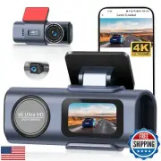 4K Dual Dash Cam WiFi HD Car Dash Cam Front and Rear, Mini Hidden Dash Camera