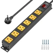 CRST 6 Outlet Surge Protector Power Strip 2100J with Switch, Metal Power Strip