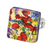 Glass Of Venice Murano Glass Ring 3/4-Inch - Square Adjustable Size Ring in Gold