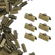 200Pcs 16mm Ribbon Crimp Clamp Ends Bookmark Pinch Cord End Clasps, Silver White