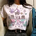 PUSHEEN T 恤女式圖形上衣女漫畫 Y2K 衣服