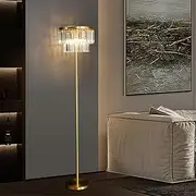Contemporary Brass Crystal Table Lamp LED Fashion Luxury Art Living Room Study Villa Hotel Bedroom Bedside Desk Light (Floor lamp)