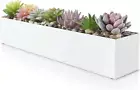 Modern White Rectangle Planter Box | 16" Metal Planter Perfect as a Succulent Pl