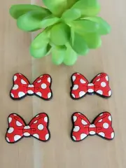 4 Piece Minnie Mouse Polka Dot Bow Flat Backs Cobochon 22x32 mm