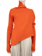 Orange Wool Asymmetric Knit Jumper