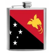 Papua New Guinea Flag Stainless Steel Hip Flask 6oz