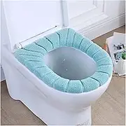 YGMEDQVK(小さな店) 2pcs Winter Warm Toilet Seat Cover Closestool Mat 2Pcs Washable Bathroom Accessories Knitting Pure Color Soft O-Shape Pad Bidet Cover Toilet seat(Green)