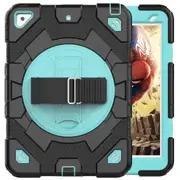 MCC Shockproof Strap iPad 10.2" 2021 9th Gen Kids Apple Case Cover SPMan [Black+Light Blue]
