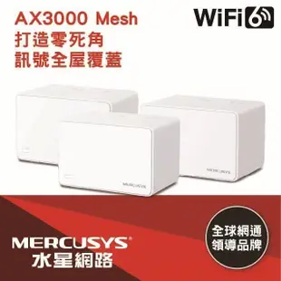 限時促銷Mercusys水星網路 Halo H80X AX3000 WiFi 6 Mesh網狀路由器(三入組)
