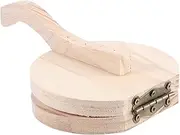NAMOARLY 1pc Wooden Dumpling Wrapper Presser Tool Easy to Use Dough Pressing Mold for Home Cooking Non Slip Handle for Making Dumplings and Pastries Khaki