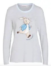 NEW PETER ALEXANDER WOMENS PETER RABBIT WAFFLE PJ TOP $79.95 XS
