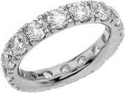 [Claddagh Gold] Sterling Silver 4mm April Birthstone Cubic Zirconia Comfort Fit Eternity Band (Size 8)