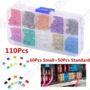 110 / lot Mini Blade Fuse Car Motorcycle FUSES Kit FUSE BOX 2-35 AMP Insurance