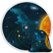 Space Art Solar System Round Beach Towel