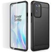 Premium Soft Screen Protector Carbon Fiber Slim TPU Case f OnePlus 9 Smart Phone