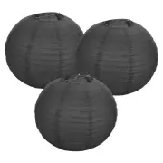 3Pcs Decorative Hanging Round Paper Lanterns 40cm/16", Black