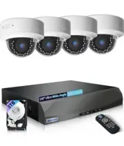 Outdoor/Indoor Wired Dome POE IP Security Camera System, NVR Video Surveillance