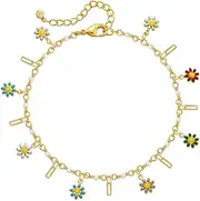[Yumikoo] 18k Gold Plated Evil Eye/Lucky Elephant/Butterfly/Hand of Fatima Anklet Cross/Tree of Life/Sun Moon Stars/Cubic Zirconia Ankle Bracelets for Women