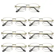 7 Pair Mens Square Metal Frame Golden Reading Glasses Classic Readers Eyeglasses
