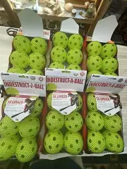 Full Case of Six Pks of 9" Yellow Franklin Indestruct-A Balls, (36 Balls Inside)