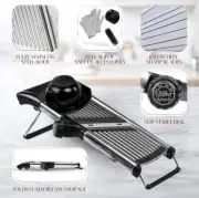 Kitchen Mandoline Slicer - Stainless Steel with Cut-Resistant Gloves