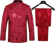 [wecotton] Kung Fu Suit Sets Mens Chinese Tang Suit Hanfu Martial Arts Clothes Shirt Traditional Wing Chun Taichi Uniform Tops Bottoms