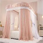 Bed Canopy Summer Mosquito Net for 2m/6.6ft Bed, Bedroom Decoration Luxury Bed Curtain, U-Rail Support Bed Canopy (Color : Style 1, Size : 200x220x210cm)