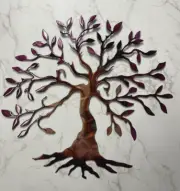 Olive Tree of Life - Metal Wall Art - Copper and Purple tinged 18 1/4" x 18 1/4"