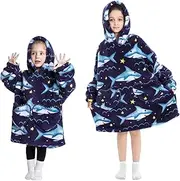 [JULGIRL] Kid Oversized Blanket Hoodie Animal Sherpa Fleece Wearable Sweatshirt for Teen Super Soft Warm Wearable Sherpa Hoodie Cute Flannel Novelty Hoodies with Pockets for Kids Girls Boys 6-13YR