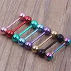 7pcs Colorful Steel Ball Bar Tongue Rings Body Piercing Jewelry Tounge Bars AU !