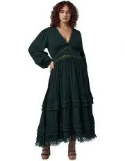 [The Poetic Gypsy] One of a kind Maxi Dress in Dark Green