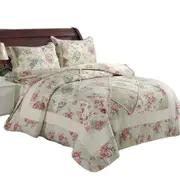 Patchwork Floral Quilted Bedspread Coverlet Set Bedding