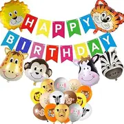 Wild Animal Birthday Party Banner Safari Jungle Animals Cutout Banners Wild One Birthday Party Decorations Jungle Theme Party Banners for Wild Theme Baby Shower Supplies