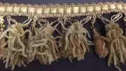 3&1/2" BAYLEAF GOLD BEIGE CHENILLE BEADED TASSEL FRINGE FABRIC TRIM 5 YARDS