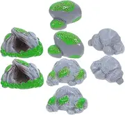 VINTORKY Create Your Own Miniature Garden 8pcs Resin Rocks Imitation Moss for DIY Fairy Garden Decor