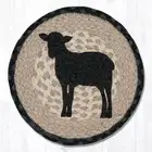 Sheep Lamb 10" Round Placemat Trivet Earth Rugs, Braided Jute, Farmhouse