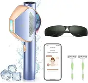 LUBEX Smart Permanent IPL Laser Hair Removal for Woman and Men, Painless Sapphire Ice-Cooling, Alternative to Salon, Bikini Shaver, Facial Epilator for Armpits Back Legs Arms Face Bikini Glow 6 A+