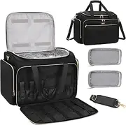 [Twofold] Professional Hairstylist Traveling Bag with Two Detachable Small Bags,Hairdressing Bag Makeup Salon Organizer Bag for Barber Hairdresser Insulation Material, Black, L, Trave Hairdressing