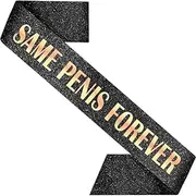 PartyForever Bachelorette Party Decorations Sash for Women Black 32 inch Long with Rose Gold "Same Forever" Letters for Her