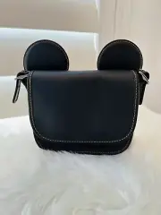 NWT COACH DISNEY MICKEY MOUSE PATRICIA LEATHER HANDBAG W/EARS F59369 BLACK $395