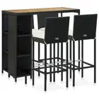 Stylish Garden Bar Set 5 Pcs Waterproof Poly Rattan Table Chairs With Cushions