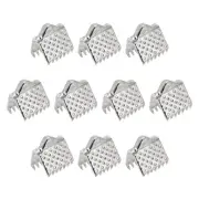 200Pcs Ribbon Crimp Clamp Ends 8mm Cord End Clasp for DIY Craft Silver Tone