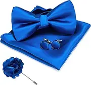[JEMYGINS] Men's Bow Tie Satin Bow Tie and Pocket Square with Cufflinks Sets