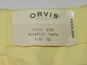 NOS ORVIS YELLOW PANTS/SLACKS! NWT! FLAT FRONT! UNHEMMED! MADE IN USA! WAIST 32