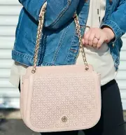 NWT Tory Burch BRYANT Quilted Two Way Shoulder Bag Light Oak