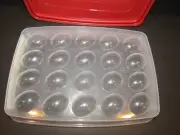 Rubbermaid Egg Keeper Holds 20 Jumble EGGS With Red Lid 2.25" x 8.75" x 13"
