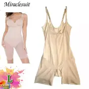 NWT Miraclesuit L Tummy-Control Open Bust Thigh Slimming Shapewear 2781 Beige