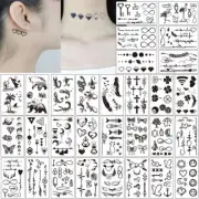Waterproof Black Tiny Tattoo Feather Women Body Hand Drawing Temporary Stickers