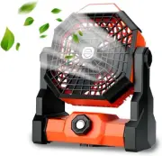Portable Rechargeable Camping Fan with LED Lantern Small and portable, Orange